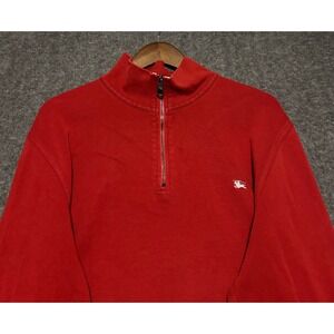 Burberry london 1/4 zip pullover sweater mens red size 2XL cotton designer